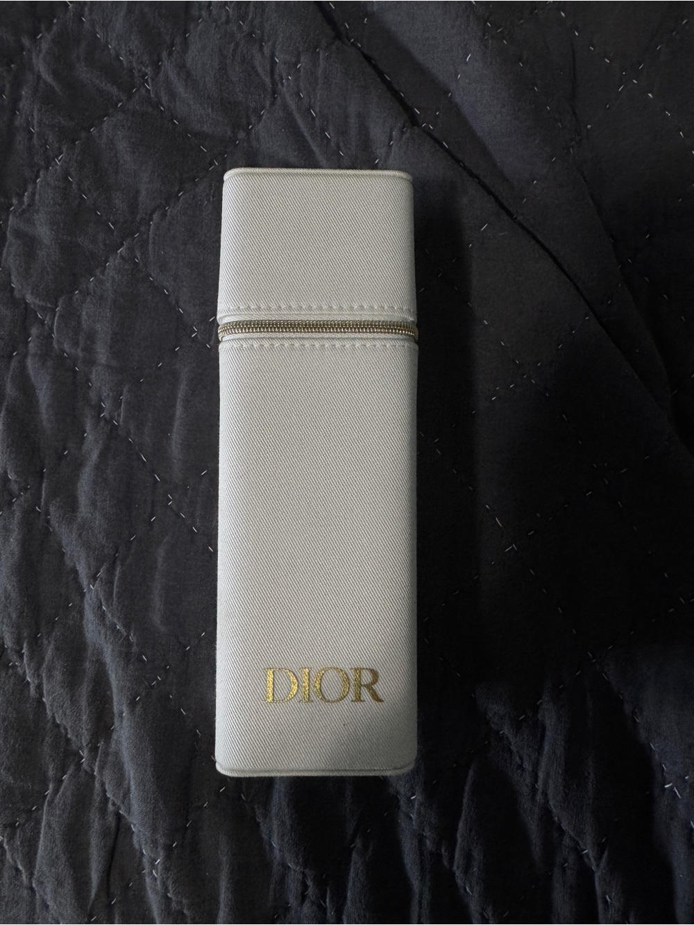 Dior White Make Up Brush Travel Case with Gold Zip Pull